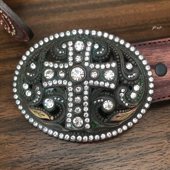 Justin Women's Vintage Cross Belt - Cognac waist 36 - Picture 5 of 9